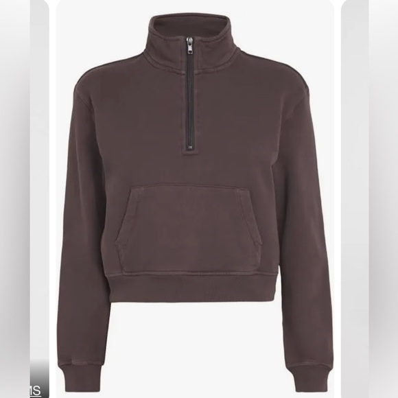 Skims Cotton French Terry Half Zip Dark Brown Iron - Picture 2 of 6